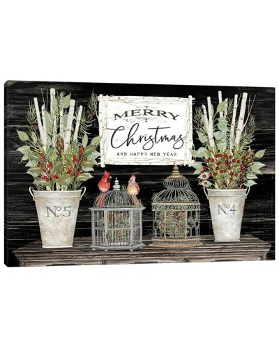 Icanvas Floral Merry Christmas Wall Art