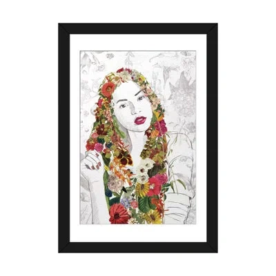 Icanvas Flower Fairy Graphic Art Print On Canvas In Black Framed Fine Art Paper,white
