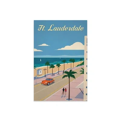 Icanvas Fort Lauderdale Print On Acrylic Glass In Black;white;tan;jordy Blue;viking Blue;a