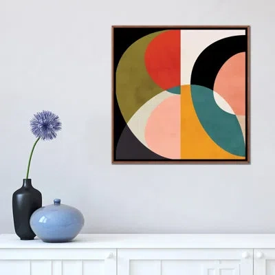 Icanvas Geometric Shapes Iii By Ana Rut Bré - Graphic Art Print In Classic Brown Framed Canvas,no Matte
