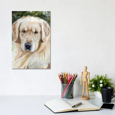 Icanvas Golden Retriever Portrait By Rachel Parker - Painting Print In No Matte,wrapped Canvas