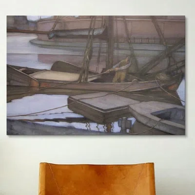 Icanvas 'gone Fishing, 1900' By Piet Mondrian Painting Print On Canvas In Gray