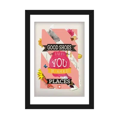 Icanvas 'good Places' Graphic Art Print On Canvas In Black Framed Fine Art Paper,white