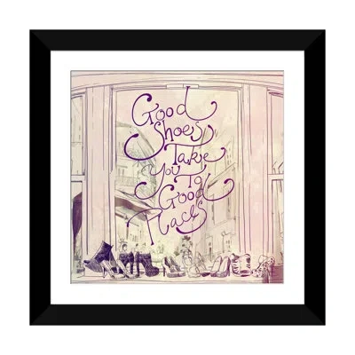 Icanvas 'good Shoes' Graphic Print On Wrapped Canvas In Black Framed Fine Art Paper,white