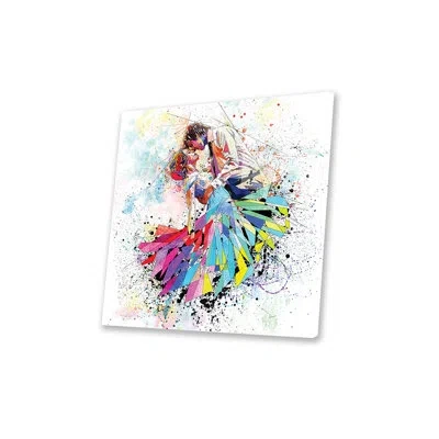 Icanvas Happily Married Print On Acrylic Glass In White;silver;cream;viking Blue;turquoise