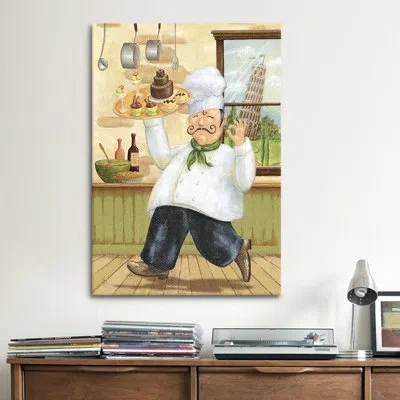 Icanvas Happy Chef Ii By Daphne Brissonnet Painting Print On Canvas In No Mat,wrapped Canvas