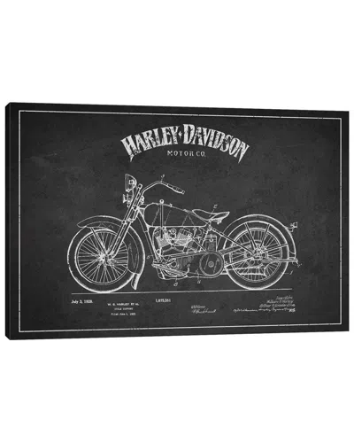 Icanvas Harley-davidson Charcoal Patent Blueprint By Aged Pixel Wall Art