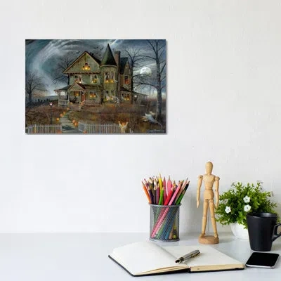 Icanvas Haunted House By Ruane Manning - Painting Print In Wrapped Canvas,no Matte