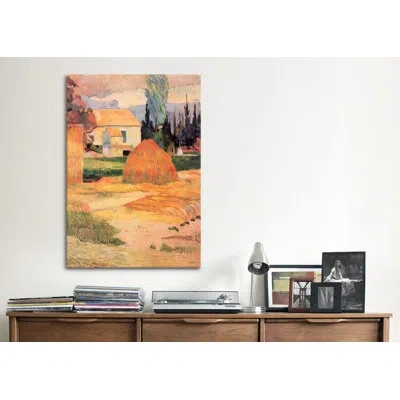 Icanvas 'haystack In Village' By Paul Gauguin Painting Print On Canvas In Wrapped Canvas,no Mat