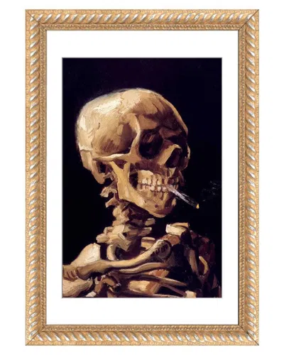 Icanvas Head Of A Skeleton With Burning Cigarette In Multi