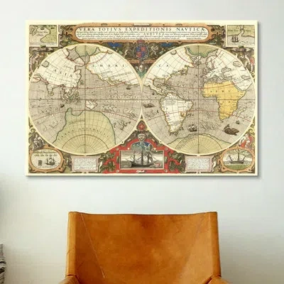 Icanvas Historical Map Of The World (1595) Graphic Art On Canvas In Wrapped Canvas,no Mat