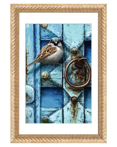 ICANVAS HOUSE SPARROW - BLUE DOOR BY JEREMY PAUL WALL ART