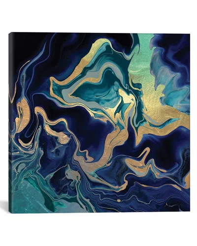 Icanvas Drama Queen Gold Indigo Marble Canvas Artwork By Monika Strigel