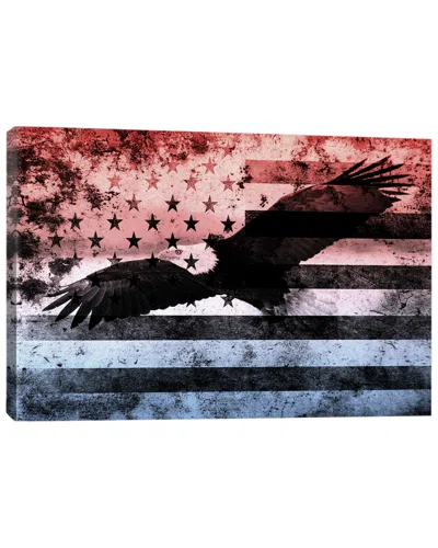 Icanvas Usa Melting Film Flag (bald Eagle) Canvas Print In Black