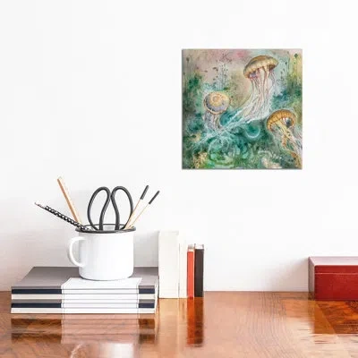 Icanvas Jellyfish By Stephanie Law - Graphic Art Print In No Matte,wrapped Canvas