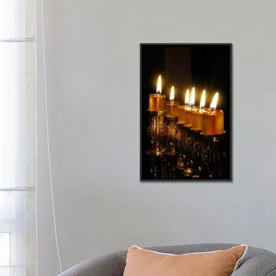 Icanvas Jewish Menorah Photographic Print On Canvas In No Mat,wrapped Canvas