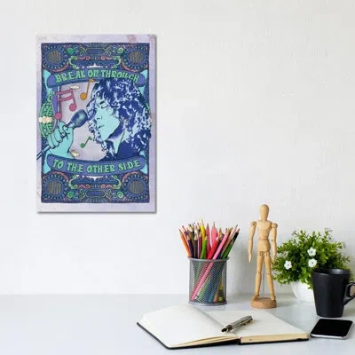 Icanvas Jim Morrison Break On Through Blue - Advertisements Print In No Matte,wrapped Canvas