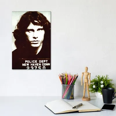 Icanvas Jim Morrison Mug Shot Ii - Graphic Art Print In Wrapped Canvas,no Matte