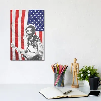 Icanvas Jimi Hendrix Big Flag - Graphic Art Print In No Matte,wrapped Canvas