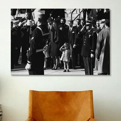 Icanvas John F. Kennedy Jr. Salutes His Father's Coffin Along With The Honor Guard, 1963 Photographic Print  In Wrapped Canvas,no Mat