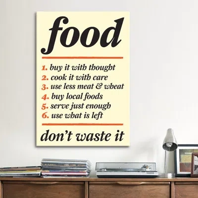 Icanvas Kitchen Don't Waste Food Textual Art On Canvas In No Mat,wrapped Canvas
