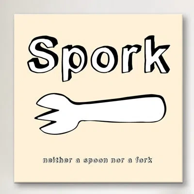Icanvas Kitchen Spork (neither A Spoon Nor A Fork) Canvas Art In White;beige