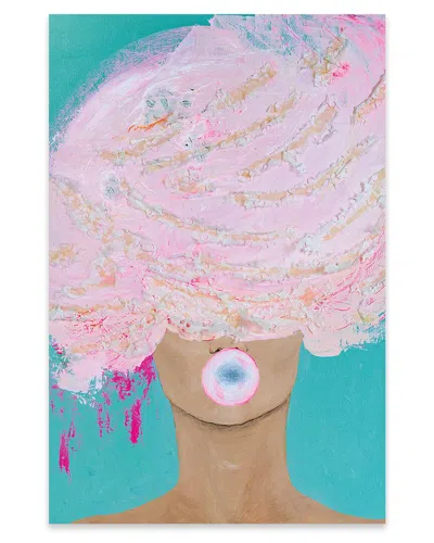 Icanvas Lady Bubblelicious Print On Acrylic Glass By Piia Pievilainen In Blue