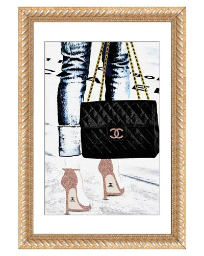 Icanvas Lady With The Chanel Bag & Rose Gold High Heels By Pomaikai Barron Wall Art In Neutral