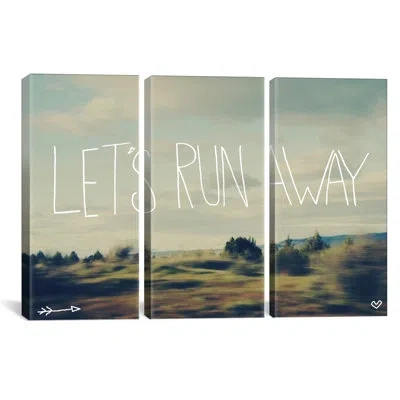 Icanvas Leah Flores Let's Run Away - 3 Piece Wrapped Canvas Graphic Art Print Set In Gray