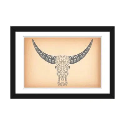 Icanvas 'longhorn Sugar Skull' Graphic Art Print On Canvas In Black Framed Fine Art Paper,white
