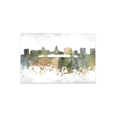 Icanvas Madison Skyline Print On Acrylic Glass In Blue;white;silver;cream;olivine;swamp Gr