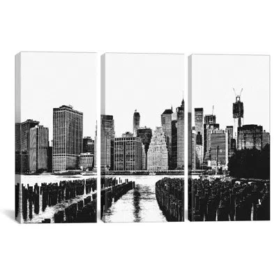 Icanvas 'manhattan Skyline' Graphic Art Print Multi-piece Image On Canvas In Black;white