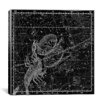 Icanvas Maps And Charts Prints Celestial Atlas - Plate 19 (libra, Scorpio) By Alexander Jamieson Graphic Art In Black
