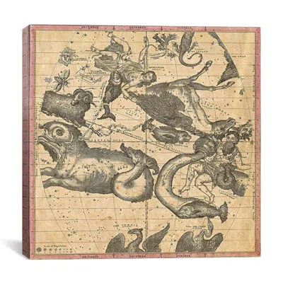 Icanvas Maps And Charts Prints The Constellations Or Stars In October, November And December (burritt 1856)  In Gray;beige