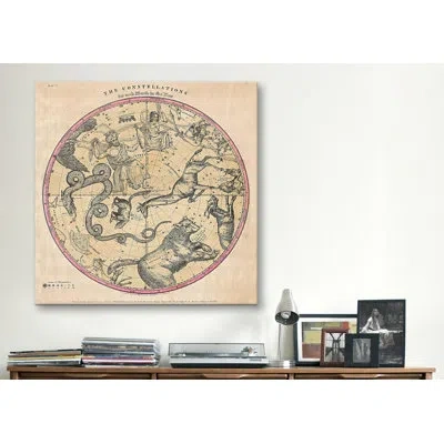 Icanvas Maps And Charts Prints The Stars Constellations Of The Northern Hemisphere (burritt 1856) Graphic Ar In Beige;pink