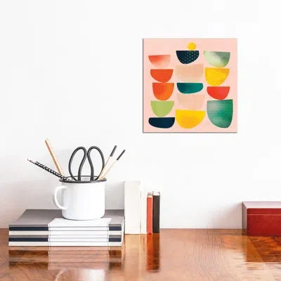 Icanvas Mid Century Geometric Half Circles By Ana Rut Bré - Graphic Art Print In No Matte,wrapped Canvas