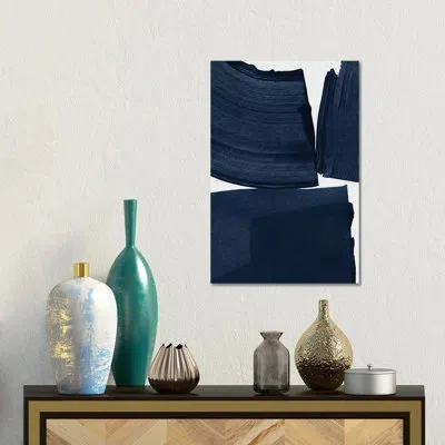 Icanvas Minimalist Painting Blue I- Gallery-wrapped Canvas Giclée In Black;white;moody Blue;astronaut;astral