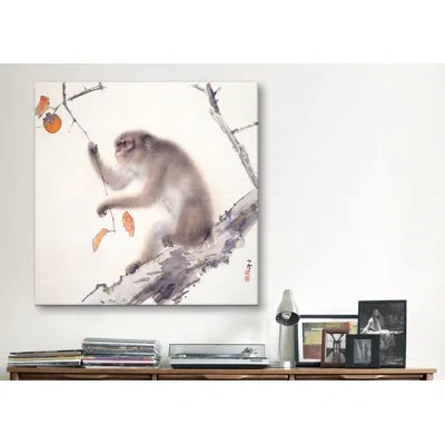 Icanvas "monkey" By Hashimoto Kansetsu Painting Print On Canvas In No Mat,wrapped Canvas