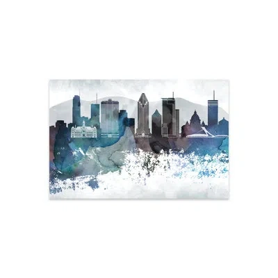 Icanvas Montreal Bluish Skyline Print On Acrylic Glass In White;silver;viking Blue;astral Blue;jor