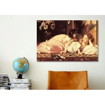 Icanvas 'mother And Child' By Frederick Leighton Painting Print On Canvas In No Mat,black Framed Paper