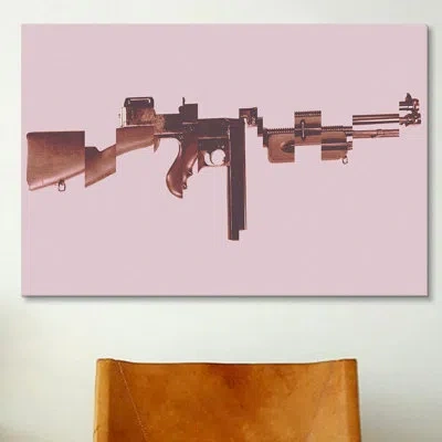 Icanvas Mugshot Gangster's Toy (machine Gun) Graphic Art On Canvas In White;silver;swamp Green;perano;orchid P