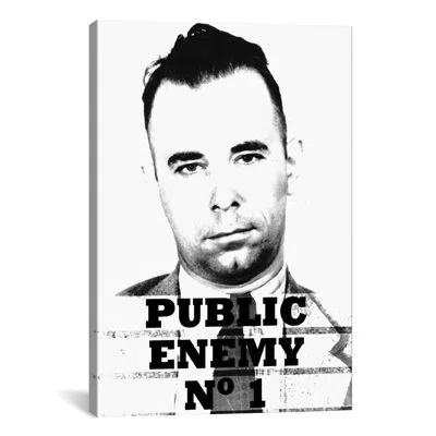 Icanvas Mugshot John Dillinger; Public Enemy Number 1 - Gangster Graphic Art On Canvas In Wrapped Canvas,no Mat