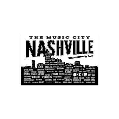Icanvas Nashville Neighborhoods Print On Acrylic Glass In Blue;white;gray;silver;cream;turquoise