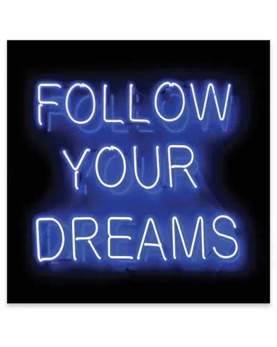 Icanvas Neon Follow Your Dreams Print On Acrylic Glass By Hailey Carr In Blue