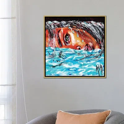 Icanvas Never Give Up By Artist Ria - Painting Print In Gold Framed Canvas,no Matte