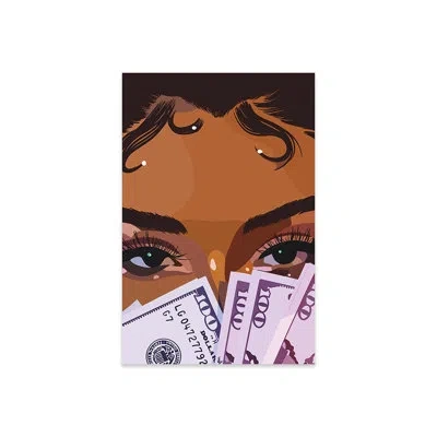 Icanvas New Money Print On Acrylic Glass In Red;grenadier;maroon;orchid Pink;valenci