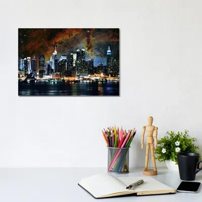 Icanvas New York City, New York Nebula Skyline - Graphic Art Print In No Matte,wrapped Canvas