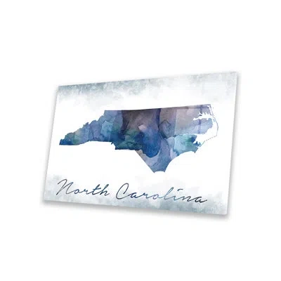 Icanvas North Carolina State Bluish Print On Acrylic Glass In White;silver;jordy Blue;astral Blue;mood