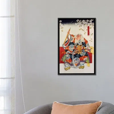 Icanvas 'old Samurai Japanese Woodblock' Painting Print On Canvas In No Mat,wrapped Canvas