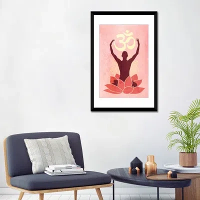 Icanvas 'om Lotus Flower' Graphic Art Print On Canvas In Pink In Black Framed Paper,white